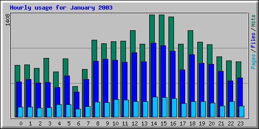 Hourly usage for January 2003
