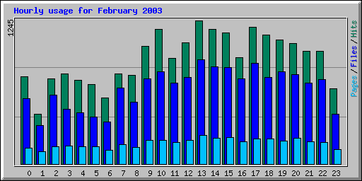 Hourly usage for February 2003
